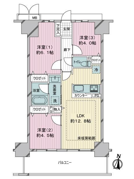 3LDK Apartment in Rivaile Kobe Hyogo Genex, Kobe - Thumbnail 4