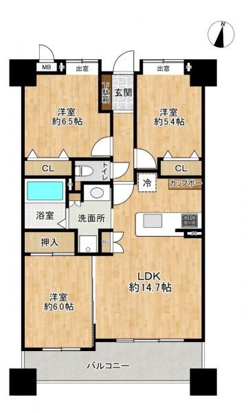 Festo Oiyama East Court 3LDK Pet-Friendly Apartment for Sale in Kumamoto - Thumbnail 3