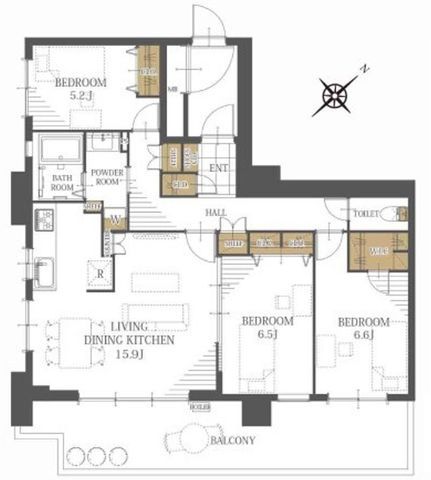 3LDK Apartment in Fukuoka's Higashi Ward with Spacious Balcony - Thumbnail 2