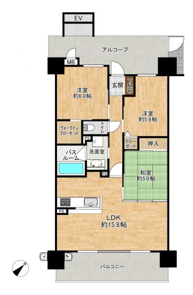 3LDK Apartment in Central Hamamatsu with South-Facing Balcony - Thumbnail 4