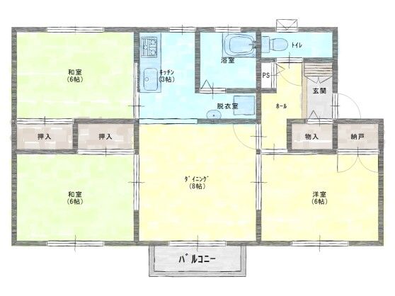 3LDK Block House for Rent in Fukagawa, Hokkaido - Thumbnail 3
