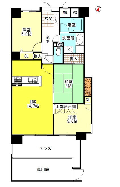 3LDK Apartment in Kasugai with South-Facing Terrace - Thumbnail 2