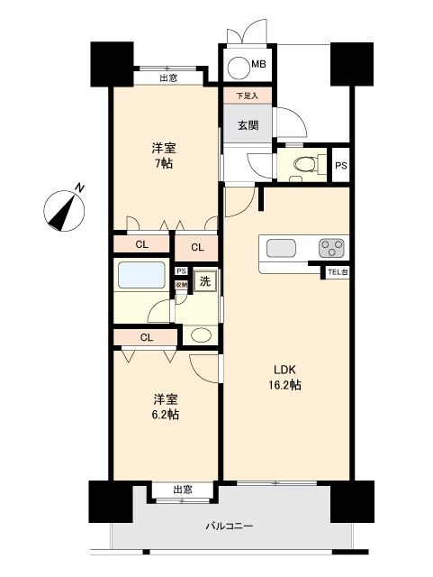 2LDK Condo in Kitakyushu - Grand Palace Proud Tozu - Thumbnail 2