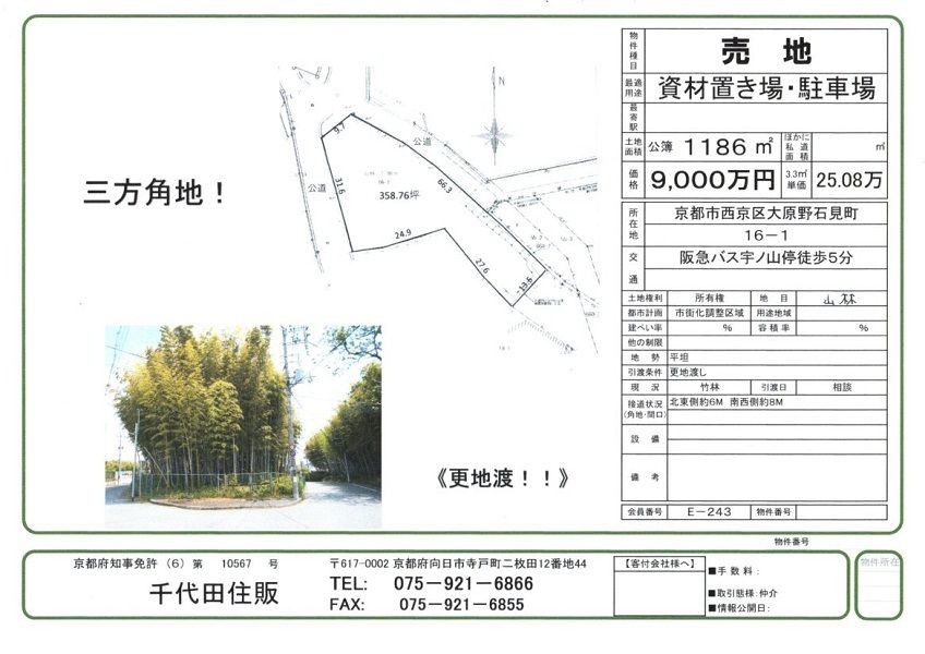 Land for Sale in Nishikyo Ward, Kyoto - 1,186 sqm Corner Plot - Thumbnail 3