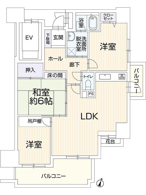 3LDK Apartment in Toyota City with South-Facing Balcony - Thumbnail 2