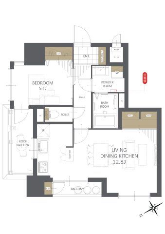 Lions Mansion Tokamachi 201: 1LDK Apartment Near Yamagata Station - Thumbnail 2
