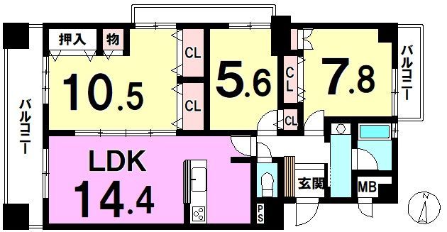 3LDK Apartment in Saga City with Balcony - Thumbnail 2