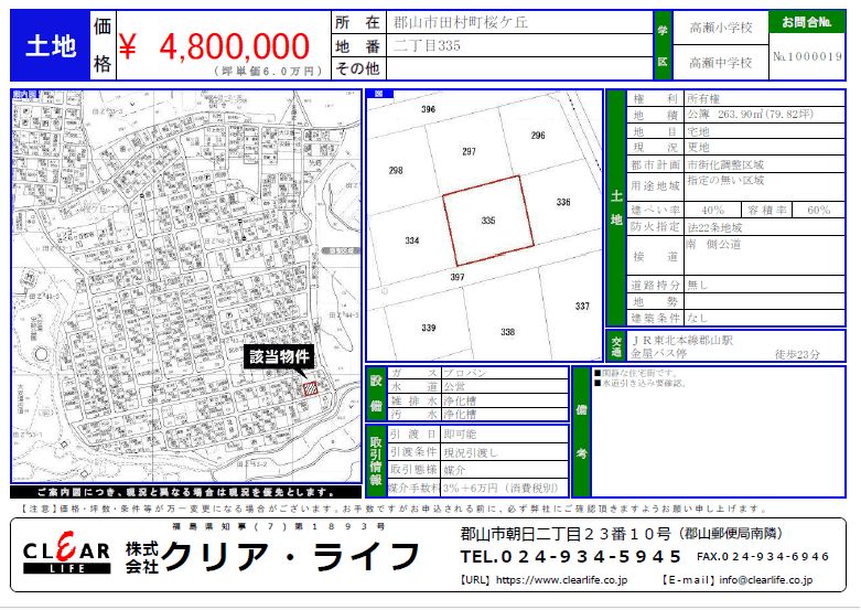 Vacant Residential Land for Sale in Koriyama, Fukushima - Thumbnail 3