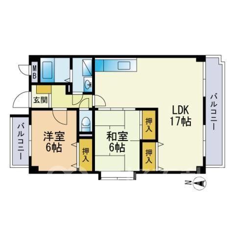 2LDK Top Floor Apartment for Rent in Nakagawa City, Fukuoka - Image 1