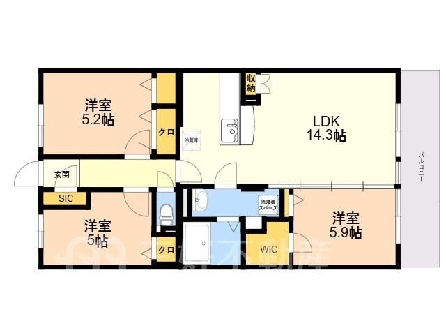 3LDK Apartment for Rent in Kasuga City, Fukuoka - Thumbnail 2