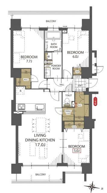 Renovated 3LDK Apartment in Sapporo Higashi-ku Near Motomachi Station — Floorplan, Higashi, Hokkaido