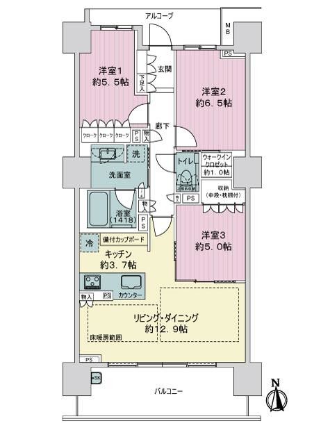 3LDK Apartment in Park Tower Toyota, Aichi | 78.08 sqm - Image 1