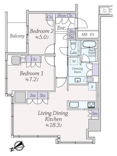 2LDK Apartment for Sale in Chiyoda, Tokyo - 72.76 sqm - Thumbnail 3