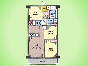 Apartment in Kawasaki, 3LDK, 57.57 sqm, Near Miyazakidai Station - Thumbnail 3