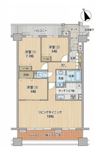 3LDK High-Rise Apartment with Dual Balconies in Ibaraki, Osaka - Thumbnail 2