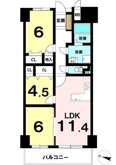 3LDK Apartment in Hiroshima Asaminami Ward - 64.77 sqm - Main Image