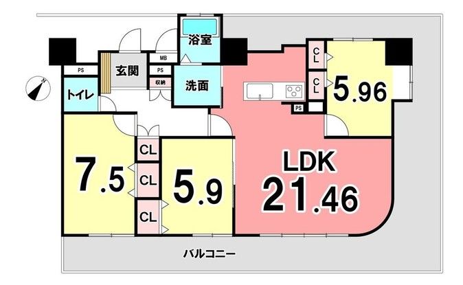 3LDK Condominium in Aoi-ku, Shizuoka City Near JR Shizuoka Station - Thumbnail 2