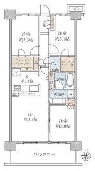 3SLDK Apartment for Sale in Soka City, Saitama - Thumbnail 2