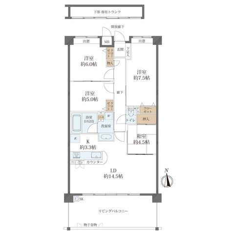 3LDK Apartment for Sale in Bishamondai, Hiroshima - Thumbnail 3