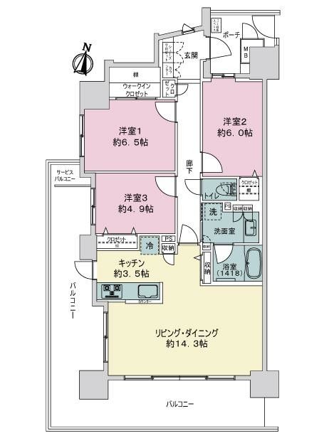 3LDK Apartment in Surpasser The Tower Utsunomiya | 5,880万円 - Thumbnail 2