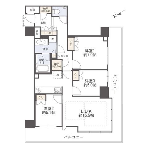 3SLDK Apartment in The Parkhouse Kobe Tower, Chuo-ku - Thumbnail 2