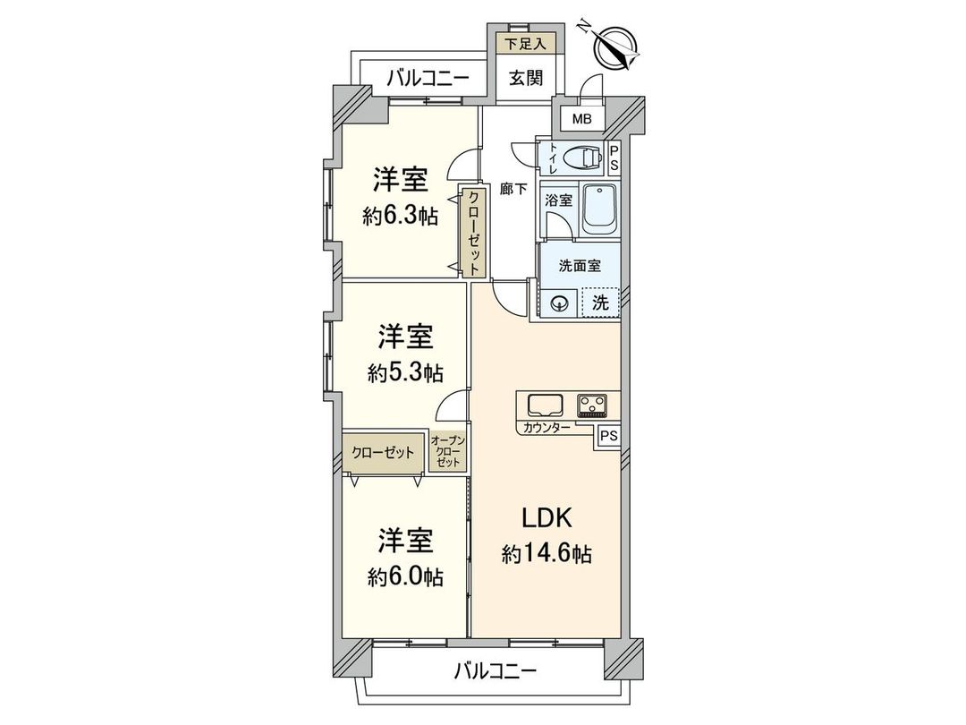 3LDK Apartment for Sale in Fukuoka Jonan Ward 71.25m² - Thumbnail 3
