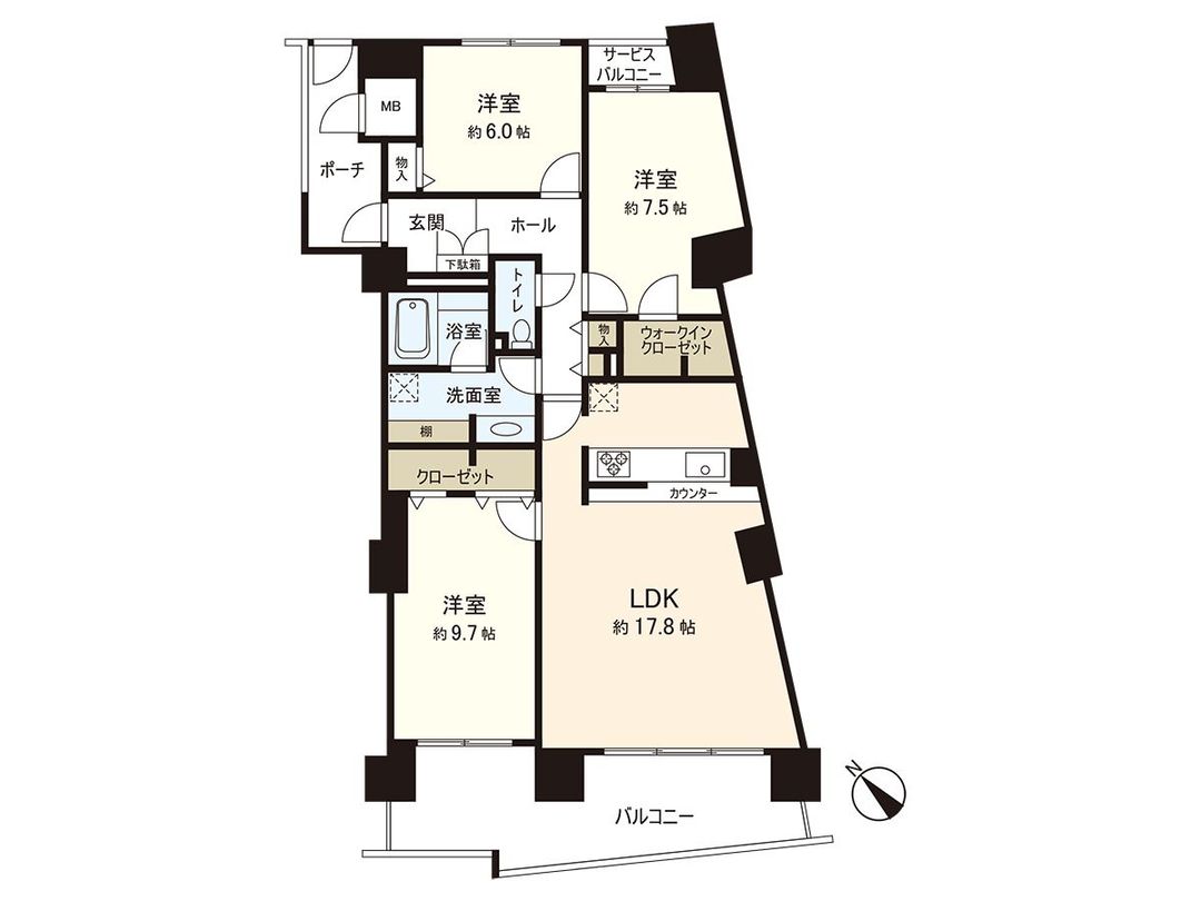 3LDK Apartment for Sale in Minato Ward, Osaka 93.82m² - Thumbnail 2