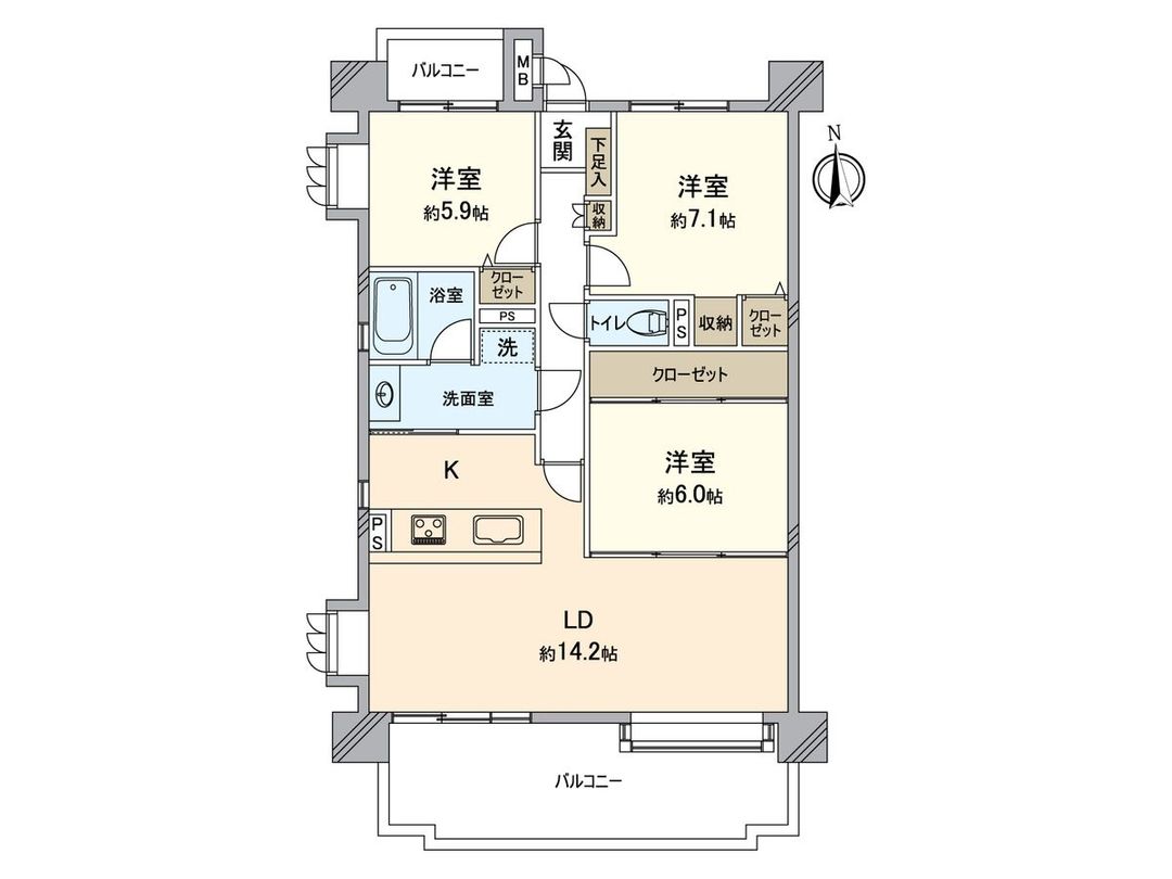 3LDK Used Apartment for Sale in Fukutsu City, Fukuoka - Thumbnail 3