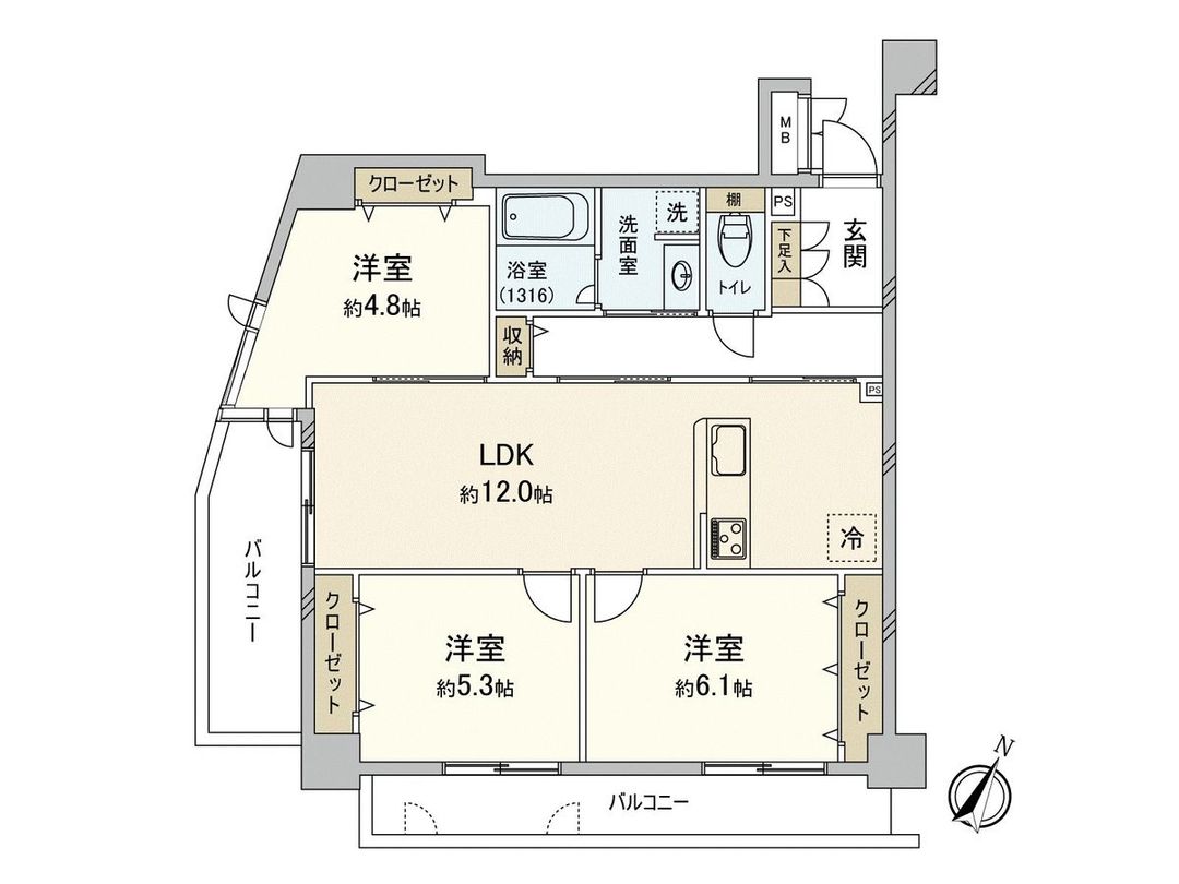 3LDK Apartment for Sale in Onojo City, Fukuoka | 72.52m² - Thumbnail 3