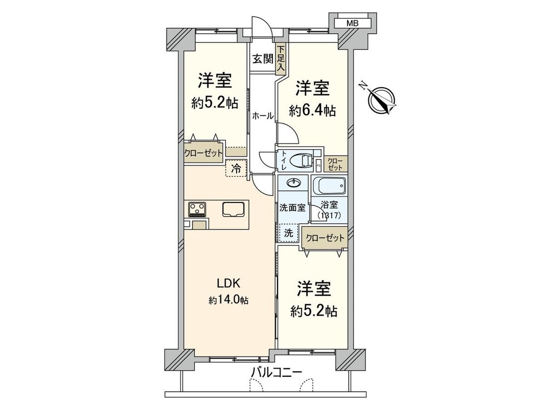 3LDK Apartment for Sale in Chuo Ward Fukuoka 70.11sqm - Thumbnail 3