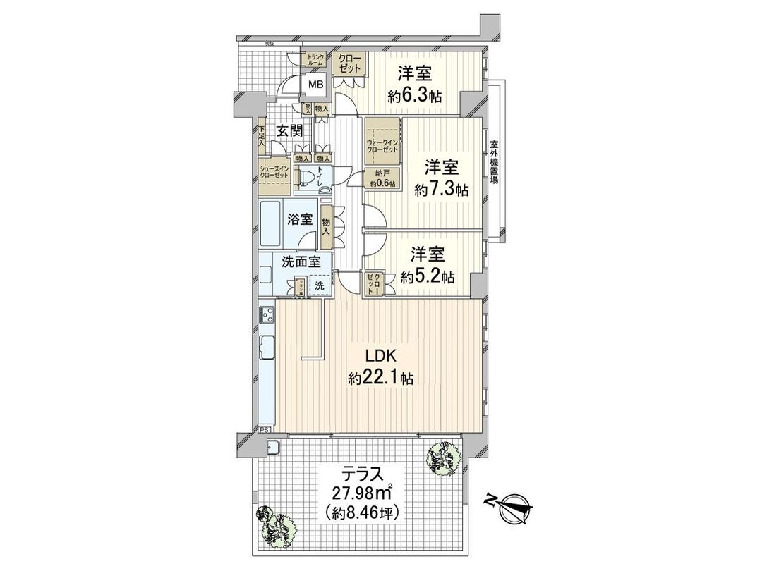 3LDK Apartment with Terrace in Toyonaka, Osaka for Sale - Thumbnail 3