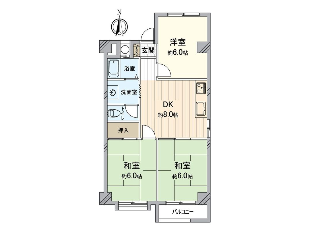 3DK Apartment for Sale in Osaka Nishiyodogawa Ward - 52.65m² - Thumbnail 3