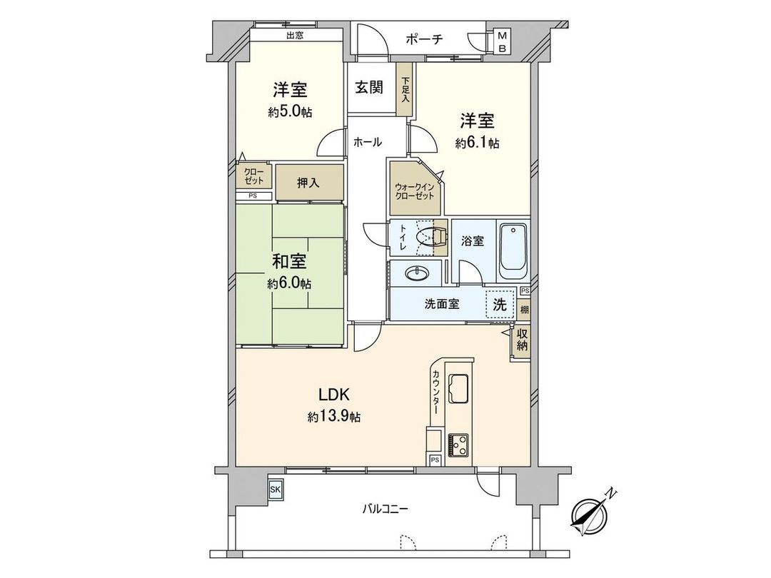 3LDK Apartment 70.53 sqm in Chikushino, Fukuoka - Thumbnail 3