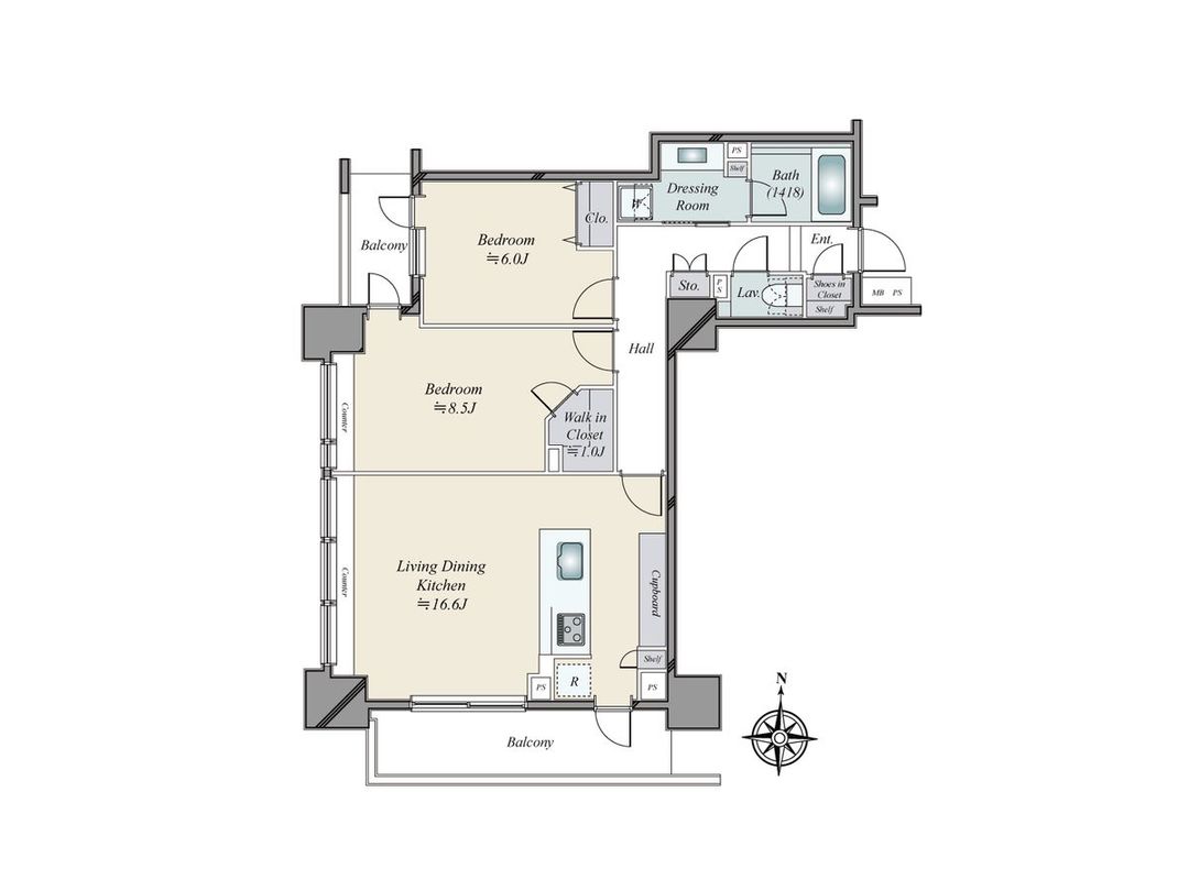 2LDK Apartment in Yotsuya, Shinjuku | 74.09 sqm - Thumbnail 3