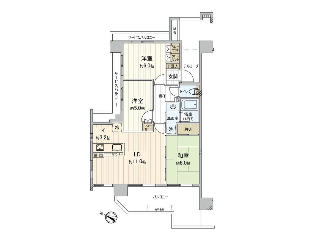 3LDK Corner Apartment for Sale in Yokohama Tsurumi - Thumbnail 3