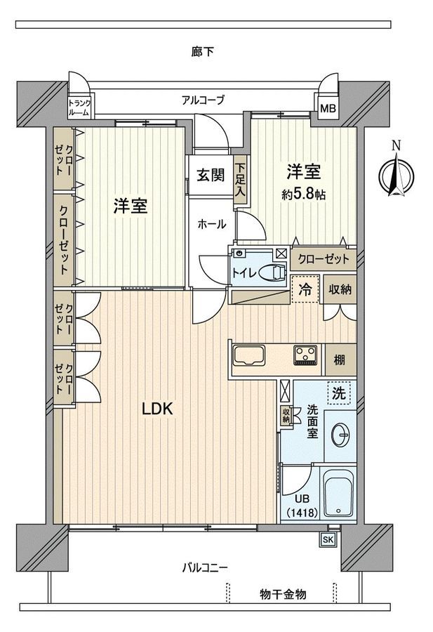 2LDK Apartment for Sale in Okayama City, Okayama Prefecture - Thumbnail 3