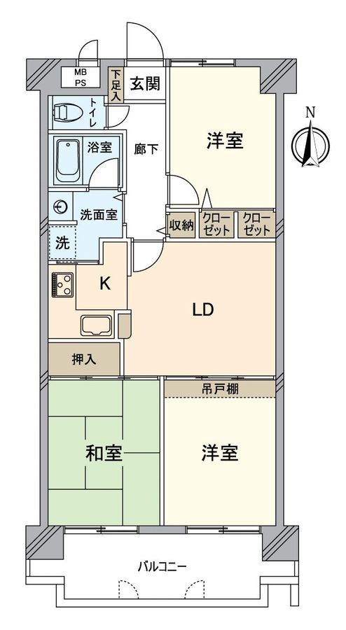 South-Facing 3LDK Apartment in Okayama City, 64.98 sqm - Thumbnail 3