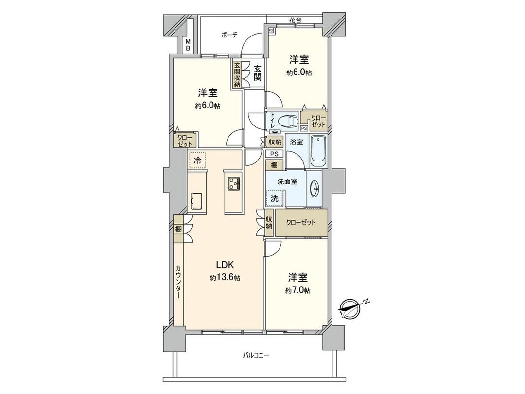 Spacious 3LDK Apartment in Yokohama Kanagawa Ward - Thumbnail 3