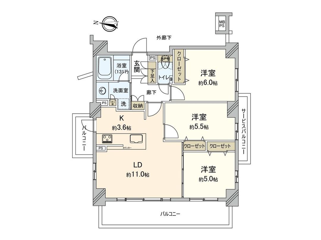 3LDK Apartment for Sale in Tsurumi-ku, Yokohama - Thumbnail 3