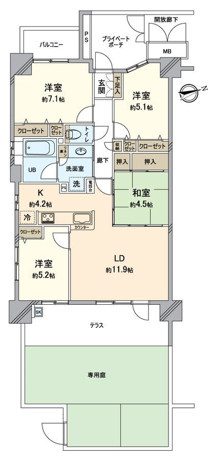 Spacious 4LDK Apartment with Private Garden in Okayama City - Thumbnail 2