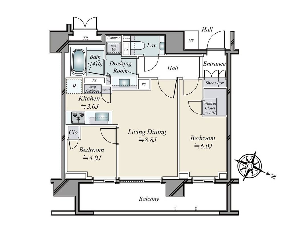 2LDK Apartment in Minato-ku, Tokyo - 55.13 sqm - Thumbnail 3