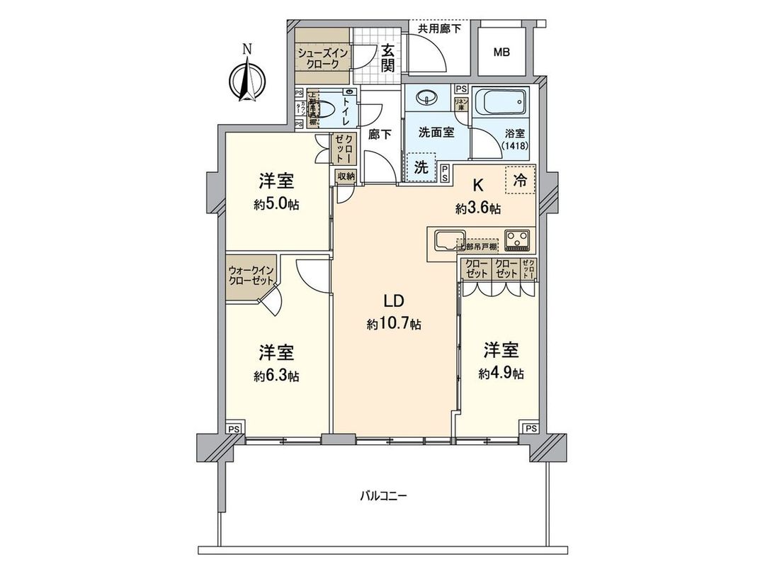 3LDK Apartment for Sale in Okayama City, 70.39 sqm - Thumbnail 3
