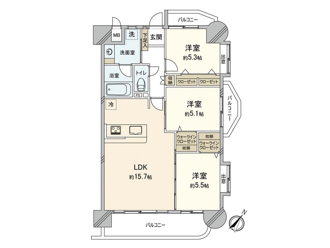 3LDK Apartment for Sale in Minoshima, Hakata Ward, Fukuoka - Thumbnail 3