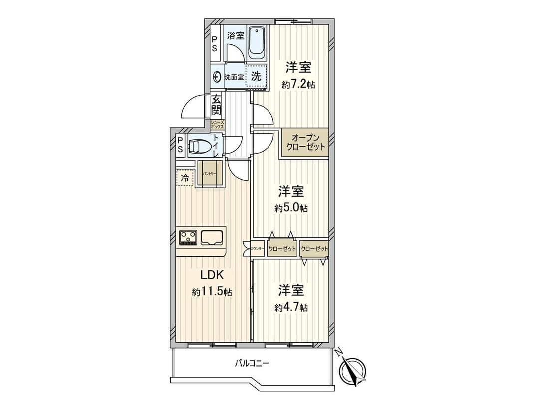 Renovated 3LDK Apartment in Fuchu, Tokyo - 58.23m² - Thumbnail 3