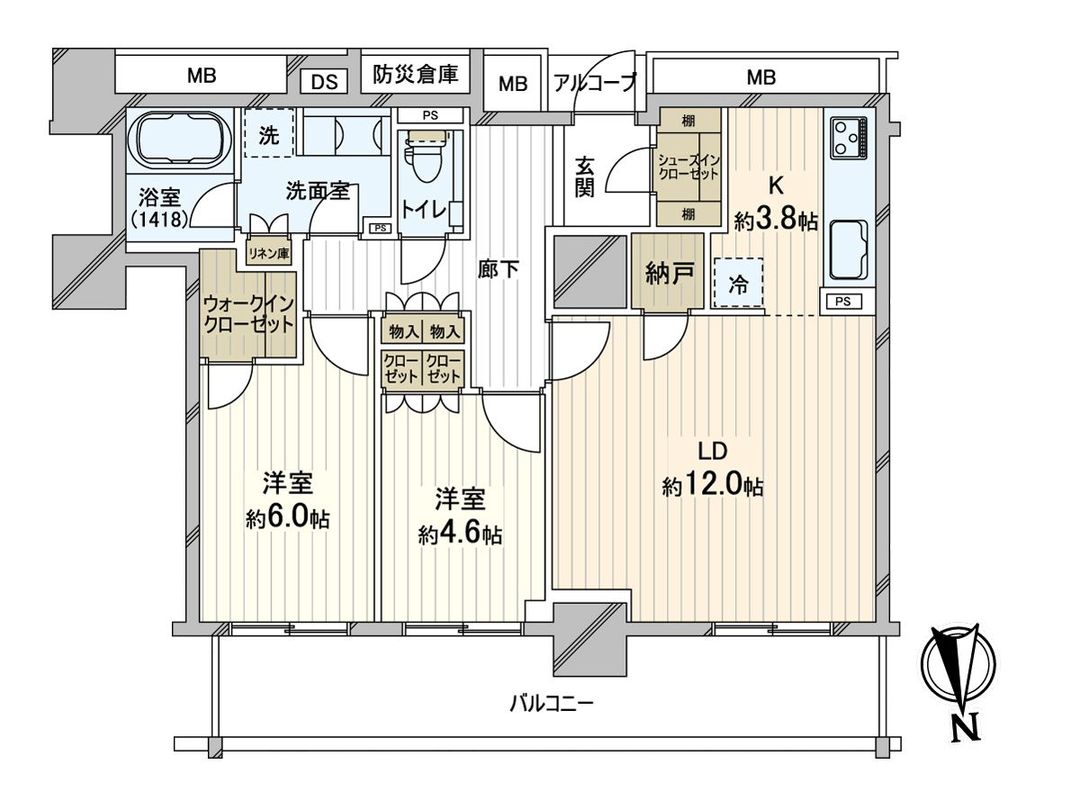 2LDK Apartment in Sierra Osaka Uemachidai Park Tower, Chuo Ward - Thumbnail 3