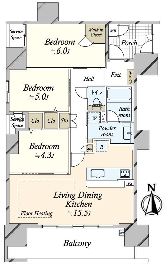 3LDK Top-Floor Apartment for Sale in Hirano, Osaka - Thumbnail 3