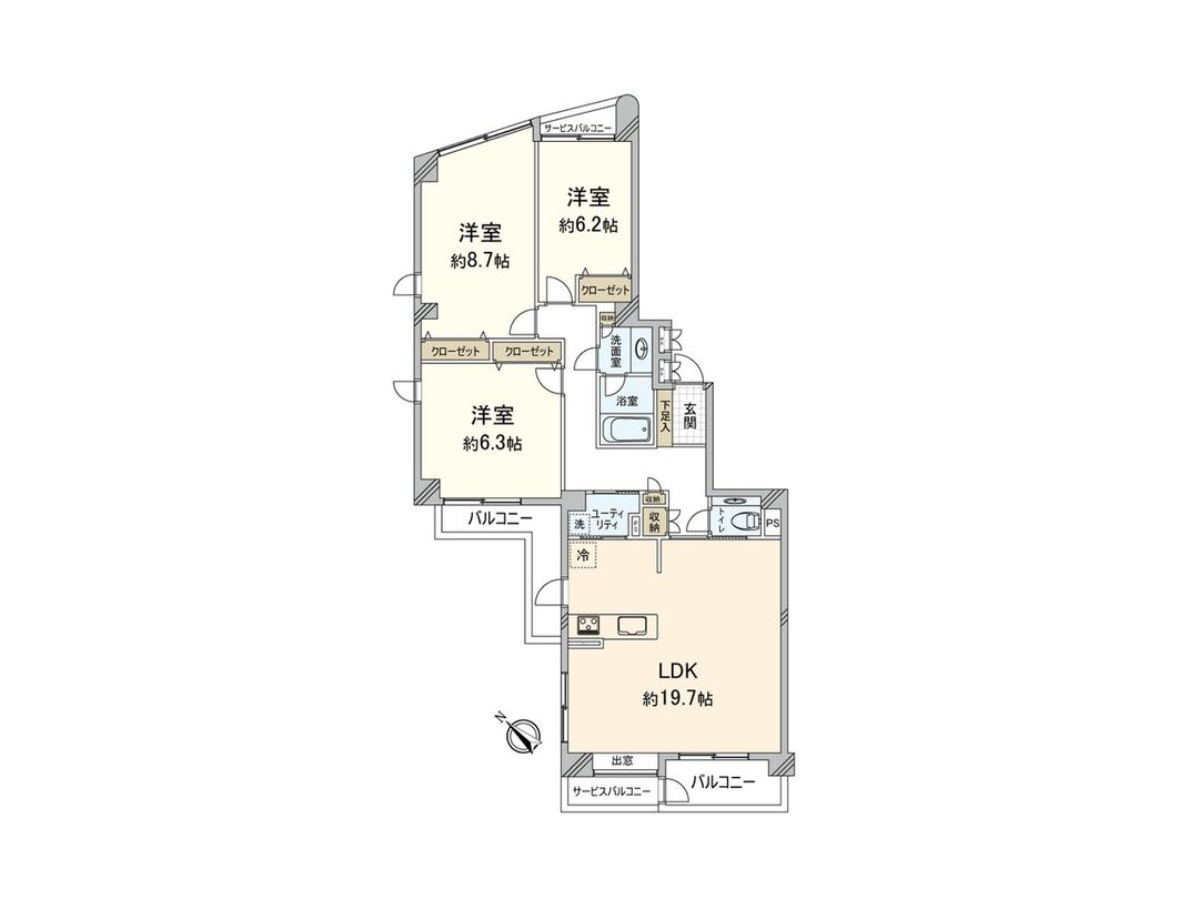 3LDK 101.32m² Apartment for Sale in Fukuoka Minami Ward - Thumbnail 3
