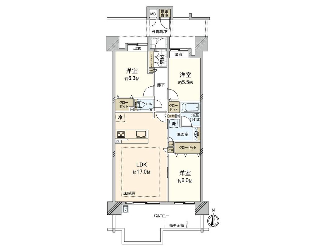 3LDK Apartment for Sale in Nishi-Jin, Sawara Ward, Fukuoka City - Thumbnail 3