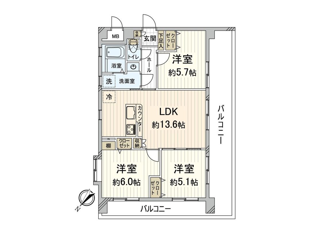 3LDK Apartment for Sale in Hakata-ku, Fukuoka City, 66.95 sqm - Thumbnail 3