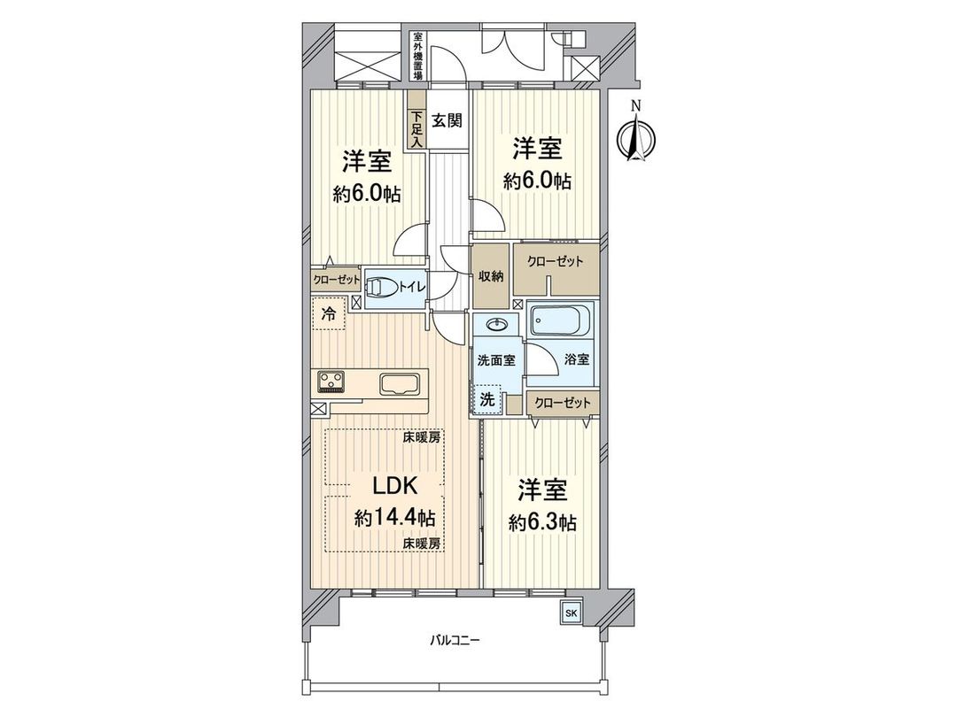 Cosmo Fukushima Saginuma Park View 3LDK Apartment for Sale - Thumbnail 3
